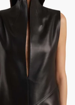 Khaite Dresses|Leather-Hilda Dress in Black Leather