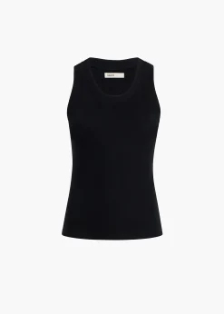 Khaite T-Shirts & Tanks-Isha Top in Black Silk Cashmere Jersey