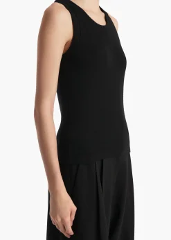 Khaite T-Shirts & Tanks-Isha Top in Black Silk Cashmere Jersey