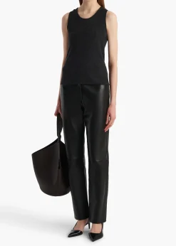 Khaite T-Shirts & Tanks-Isha Top in Charcoal Silk Cashmere Jersey
