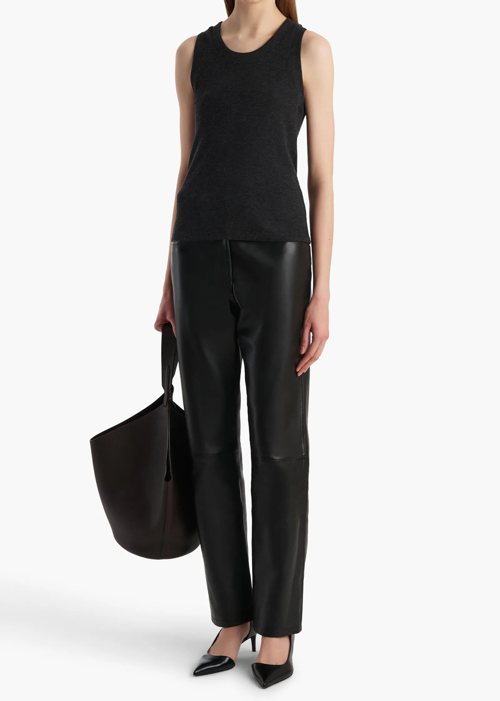Khaite T-Shirts & Tanks-Isha Top in Charcoal Silk Cashmere Jersey