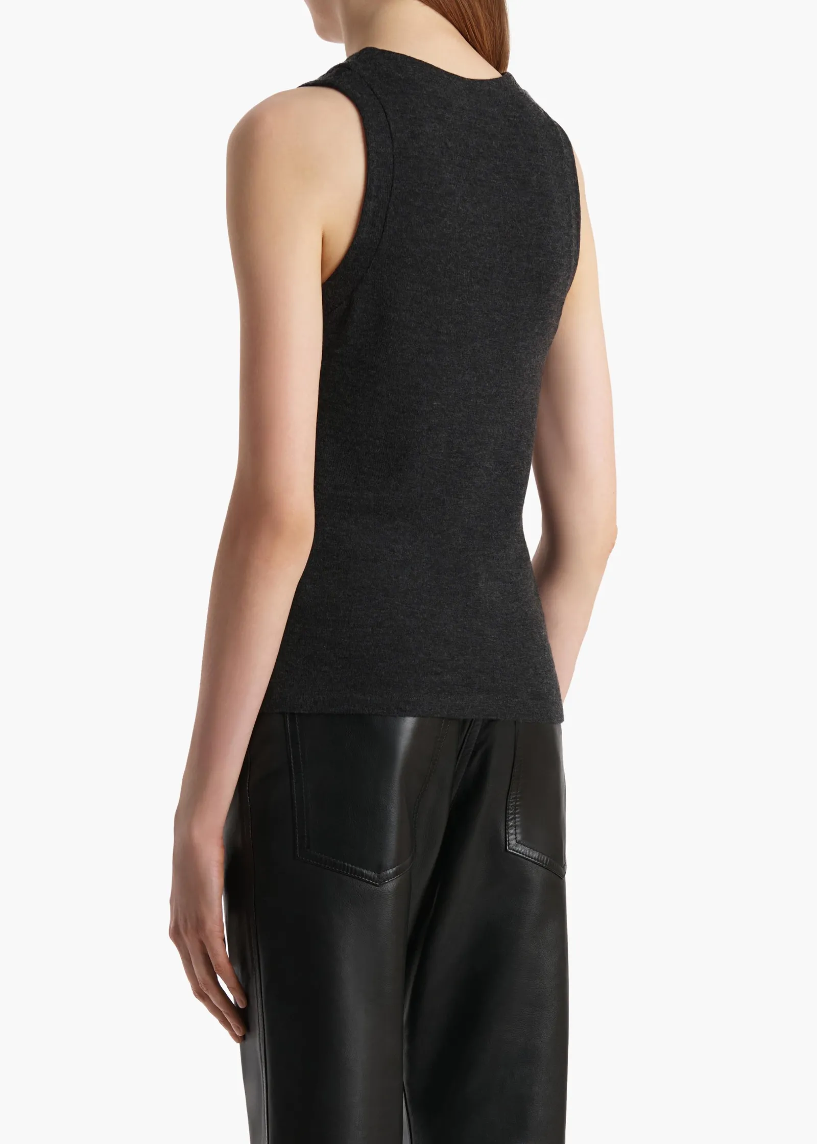 Khaite T-Shirts & Tanks-Isha Top in Charcoal Silk Cashmere Jersey