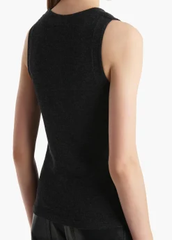 Khaite T-Shirts & Tanks-Isha Top in Charcoal Silk Cashmere Jersey