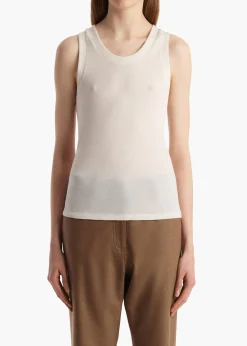Khaite T-Shirts & Tanks-Isha Top in Cream Silk Cashmere Jersey