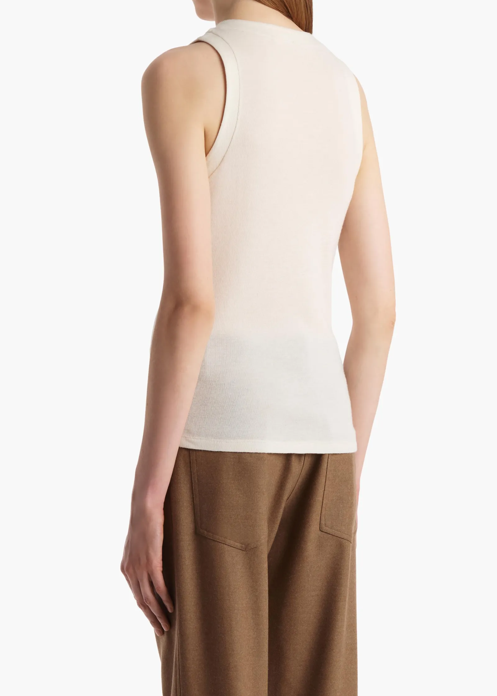Khaite T-Shirts & Tanks-Isha Top in Cream Silk Cashmere Jersey