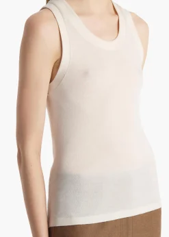 Khaite T-Shirts & Tanks-Isha Top in Cream Silk Cashmere Jersey