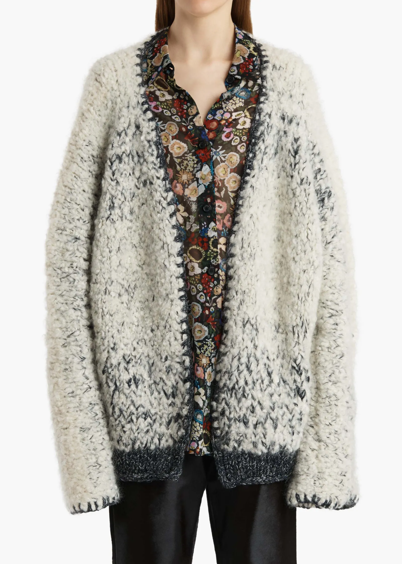 Khaite Knitwear-Jack Cardigan in Black and Glaze