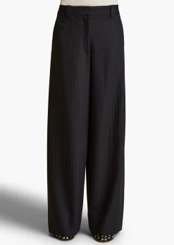 Khaite Pants-Jacob Pant in Navy and White Stripe