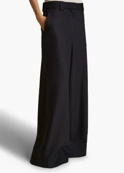 Khaite Pants-Jacob Pant in Navy and White Stripe