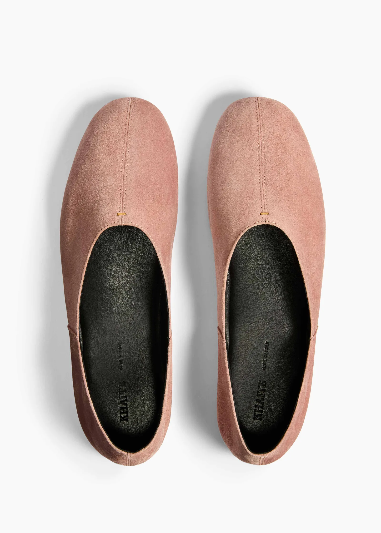 Khaite Flats-Jane Flat in Dusty Pink Suede