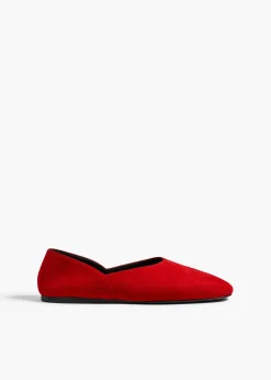 Khaite Flats-Jane Flat in Lipstick Suede