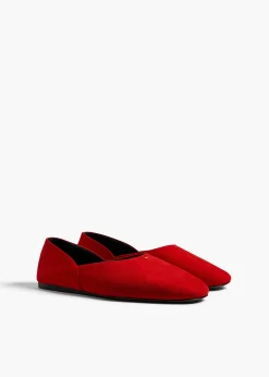 Khaite Flats-Jane Flat in Lipstick Suede