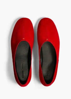 Khaite Flats-Jane Flat in Lipstick Suede