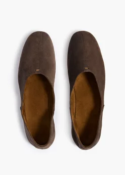 Khaite Flats-Jane Flat in Sable Suede