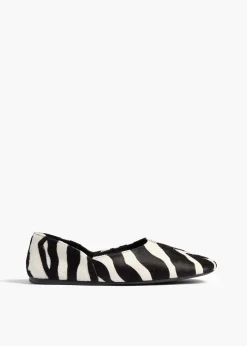 Khaite Flats-Jane Flat in Zebra Print Haircalf