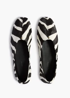 Khaite Flats-Jane Flat in Zebra Print Haircalf