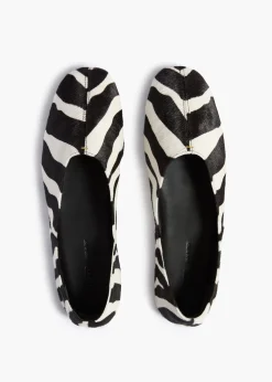 Khaite Flats-Jane Flat in Zebra Print Haircalf