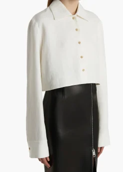 Khaite Shirts & Tops-Jasen Top in Cream Linen