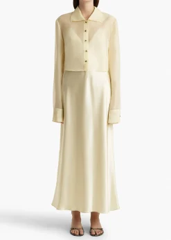 Khaite Shirts & Tops-Jasen Top in Pale Yellow Organza