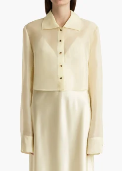 Khaite Shirts & Tops-Jasen Top in Pale Yellow Organza
