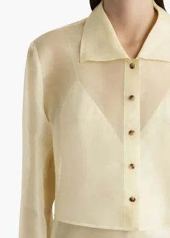 Khaite Shirts & Tops-Jasen Top in Pale Yellow Organza
