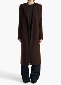 Khaite Outerwear & Coats-Jelson Coat in Dark Brown