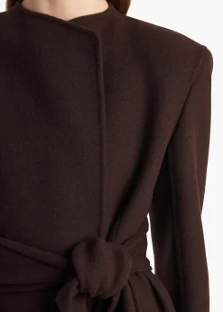 Khaite Outerwear & Coats-Jelson Coat in Dark Brown