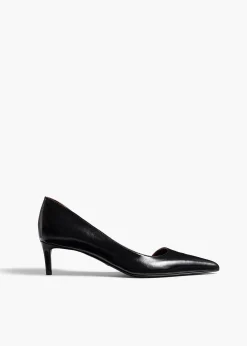 Khaite Pumps-Jett D'Orsay Low Pump in Black Glazed Leather
