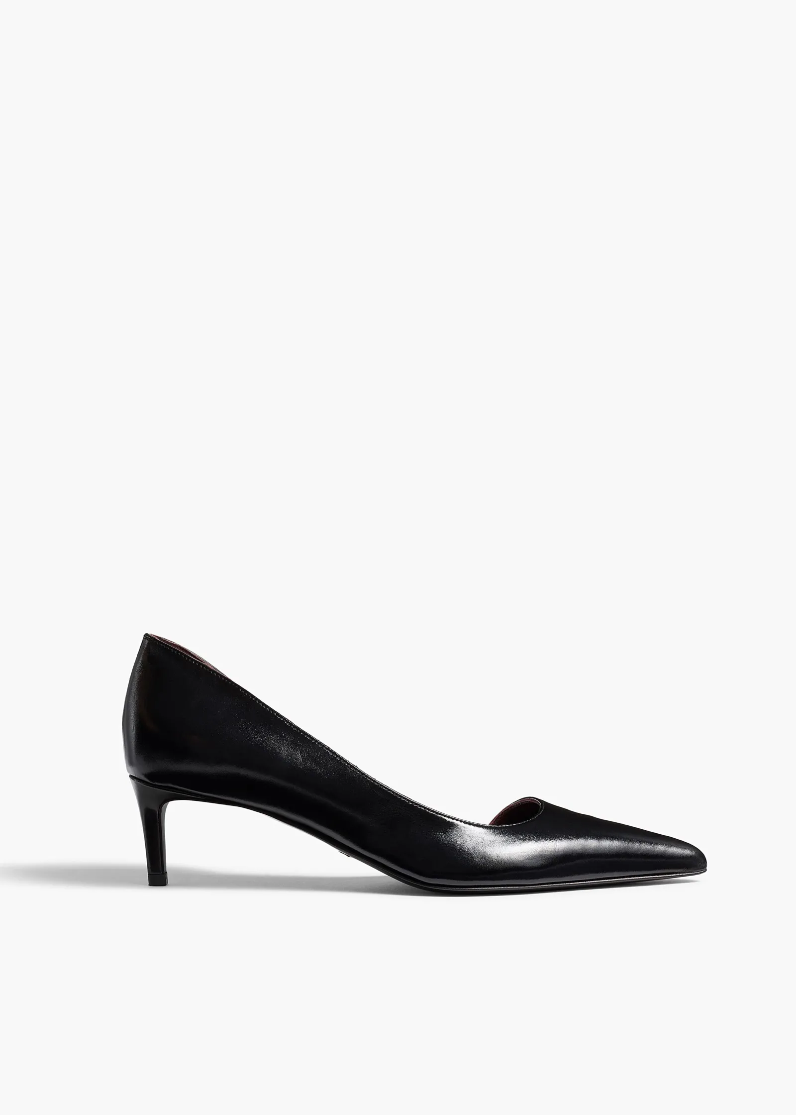 Khaite Pumps-Jett D'Orsay Low Pump in Black Glazed Leather