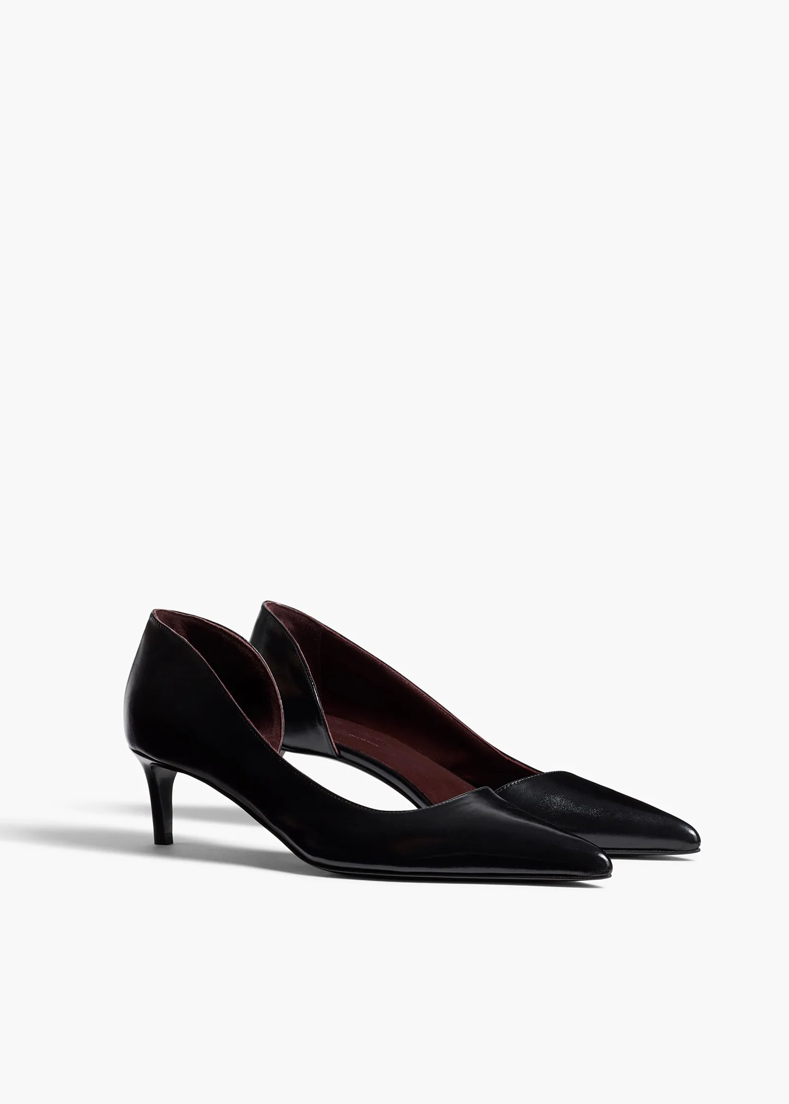 Khaite Pumps-Jett D'Orsay Low Pump in Black Glazed Leather