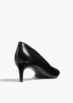 Khaite Pumps-Jett D'Orsay Low Pump in Black Glazed Leather
