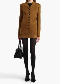 Khaite Leather|Skirts & Shorts-Jett Skirt in Toffee Suede