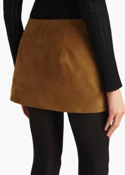 Khaite Leather|Skirts & Shorts-Jett Skirt in Toffee Suede