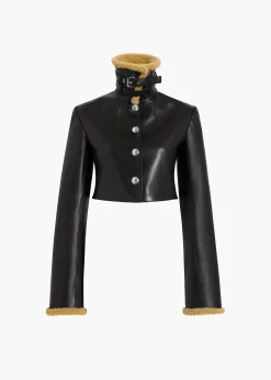 Khaite Leather|Jackets-Jodie Jacket in Black Leather with Shearling