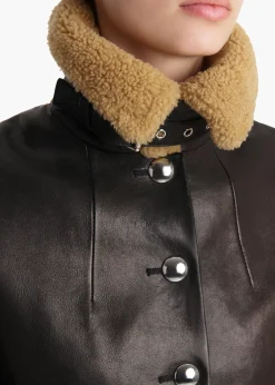 Khaite Leather|Jackets-Jodie Jacket in Black Leather with Shearling