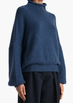 Khaite Knitwear-Juniper Sweater in Indigo