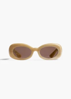 Khaite Eyewear-x Oliver Peoples 1992C in Beige Silk and Brown