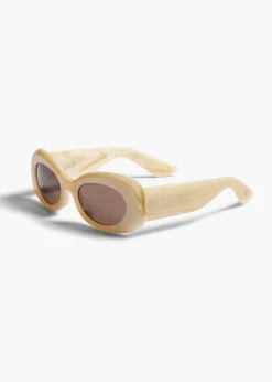 Khaite Eyewear-x Oliver Peoples 1992C in Beige Silk and Brown