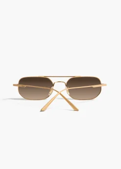 Khaite Eyewear-x Oliver Peoples 1989C in Gold and Dark Brown