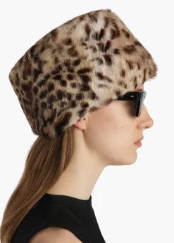 Khaite Soft Accessories-Koa Hat in Leopard Print Lapin