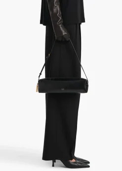 Khaite Shoulder Bags-Kye Shoulder Bag in Black Crackle Patent Leather