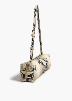 Khaite Shoulder Bags-Kye Shoulder Bag in Natural Python-Embossed Leather