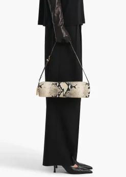 Khaite Shoulder Bags-Kye Shoulder Bag in Natural Python-Embossed Leather