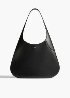 Khaite Shoulder Bags-Large Joan Hobo in Black Leather