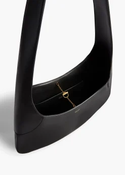 Khaite Shoulder Bags-Large Joan Hobo in Black Leather