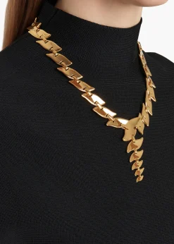 Khaite Jewelry-Leaf Chain Necklace in Gold