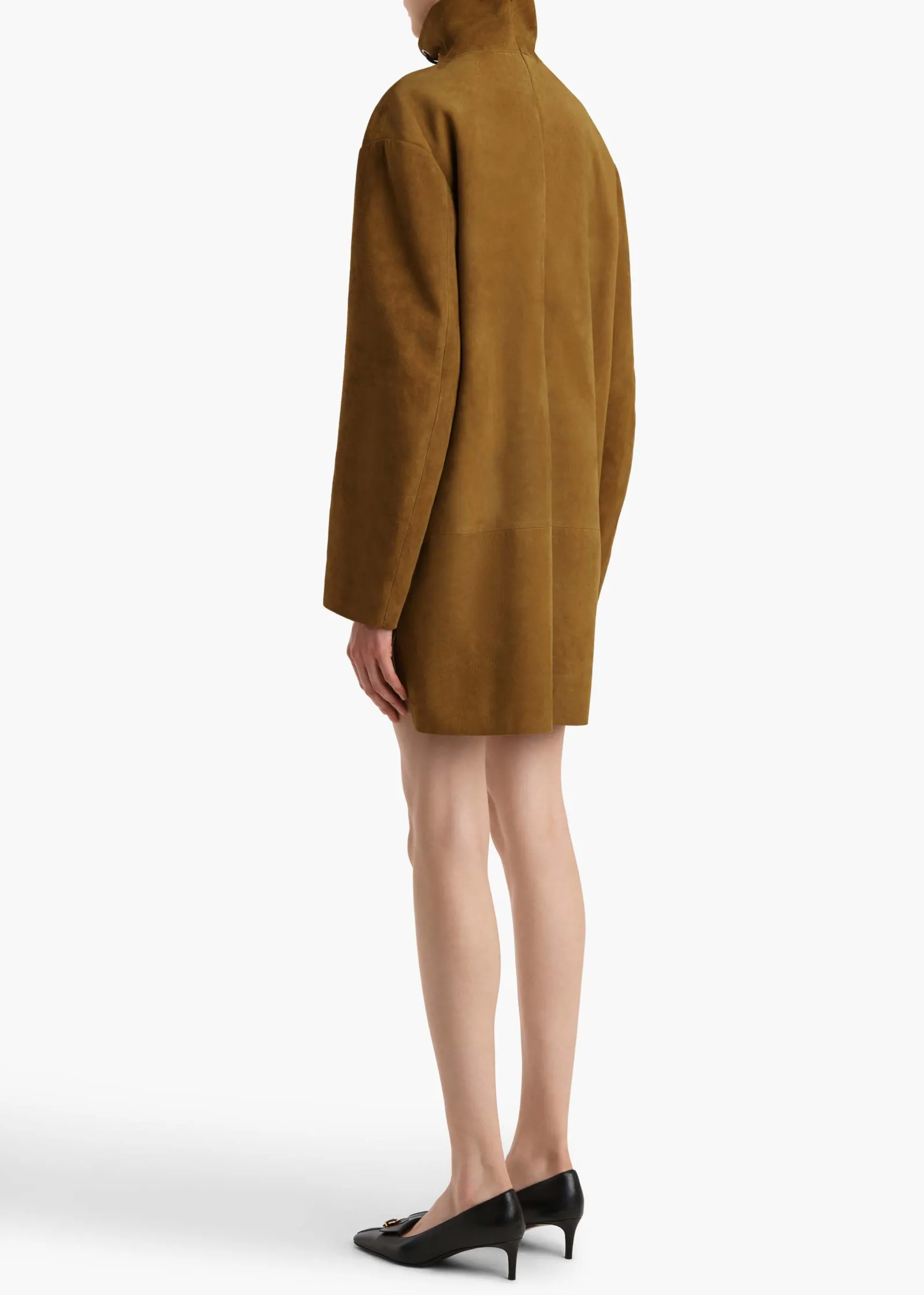 Khaite Dresses|Leather-Lee Dress in Toffee Suede