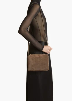 Khaite Crossbody Bags-Lina Crossbody Bag in Cedar Suede