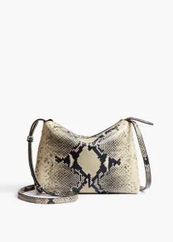 Khaite Crossbody Bags-Lina Crossbody Bag in Natural Python-Embossed Leather