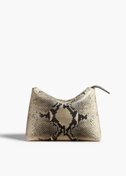 Khaite Crossbody Bags-Lina Crossbody Bag in Natural Python-Embossed Leather